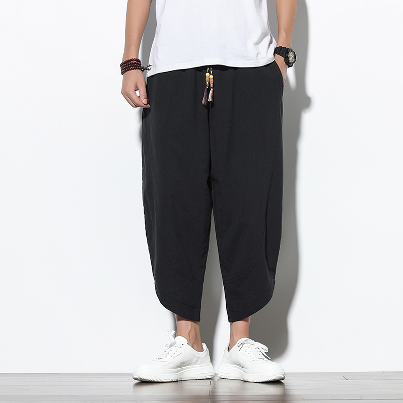 Men 2023 Autumn Ankle-length Pants Solid Harem Pants Mens Ca