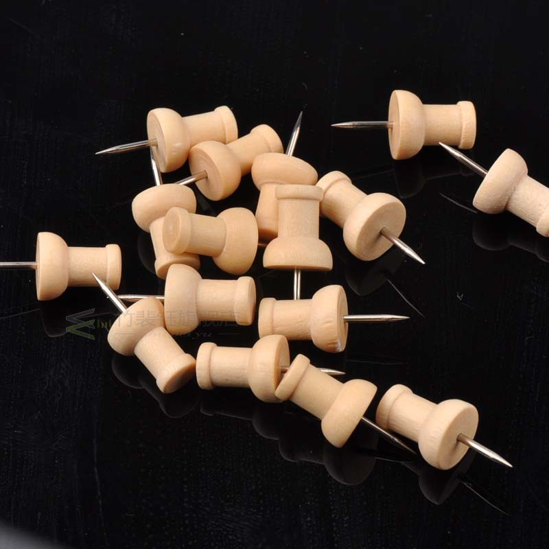 Wholesale 50 pcs/lot Nautral Round Wooden Push Pins Thumbtac