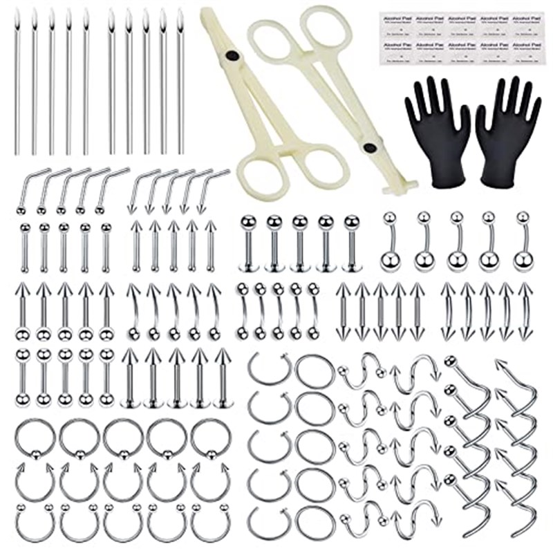 Jconly Surgical Steel Piercing Kit - 139Pcs Piercing Kit 14G
