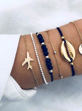 all8款可以买 一组的组合手錬 褐色透明珠五件套组合手錬套装