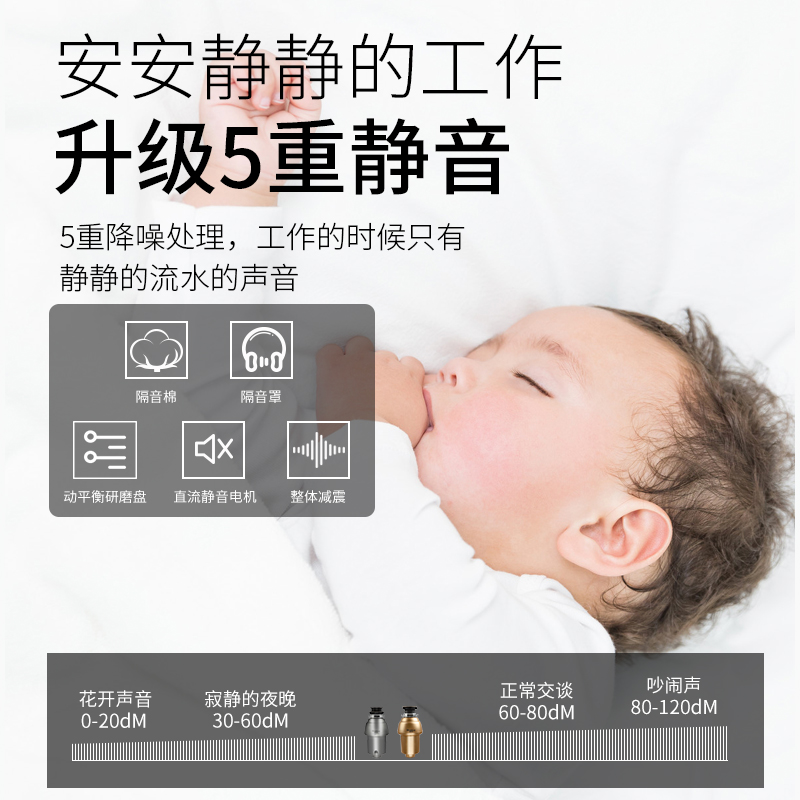 極速瑞仕凱廚房垃圾處理器家用水槽廚余食物垃圾處理器靜音殘渣粉