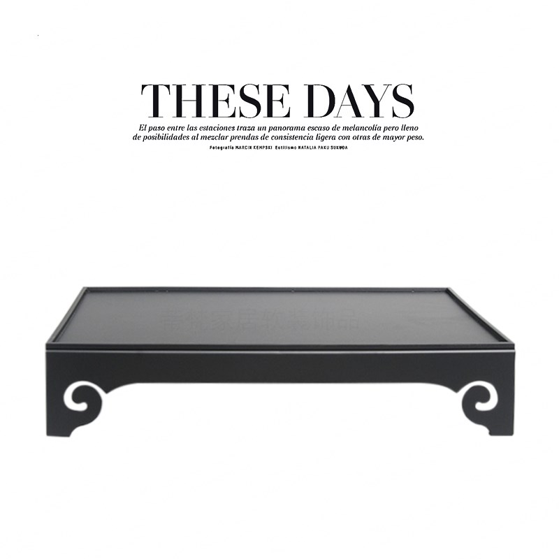 新中式样板房售楼部客厅书房茶几托盘摆件角几餐桌果盘铁艺软装饰