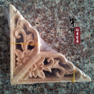 Dongyang wood carving applique motif wood shavings corner fl