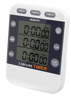 Digital Timer 100 Hour Triple Count DownUp Clock Timer Kitc