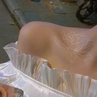 锁骨女防水持久半性感 贴纸 她画 夏日花火白色纹身贴2022新款