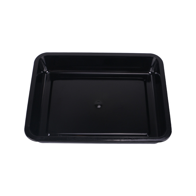 黑色压克力盘子塑料方盘长方形托盘凉菜盘子熟食卤菜展示柜冷藏盘