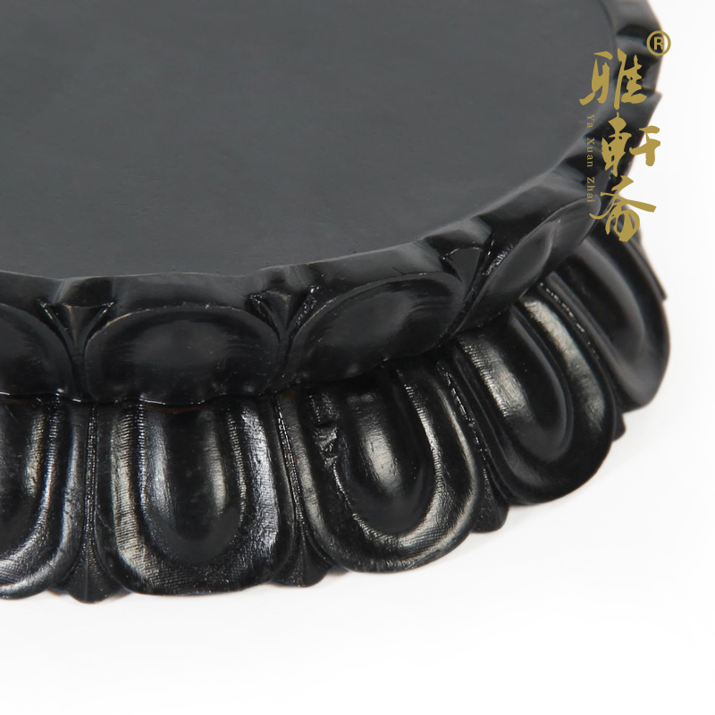 实木雕刻工艺品观音佛像花盆摆件红木质圆形莲花奇石花瓶石头底座