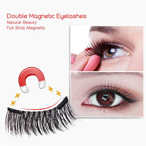 极速Double Magnet 3D Magnetic False Eyelashes On Magnets Fak