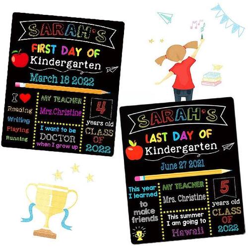 极速First Day Of School Chalkboard Metal Sign Reusable Easy