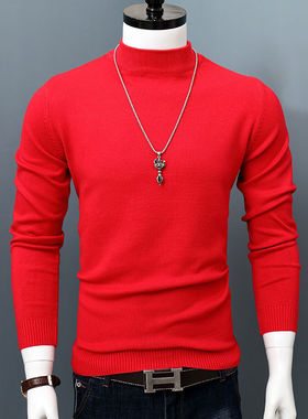 好货2022 New Men Autumn Winter Korean Pure Half Turtleneck P