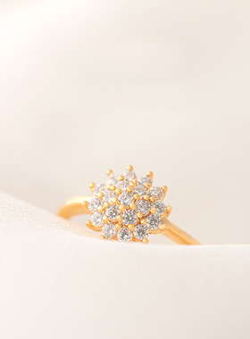 14K Yellow Gold 1.5 Carats Diamond Ring for Women Luxury Eng