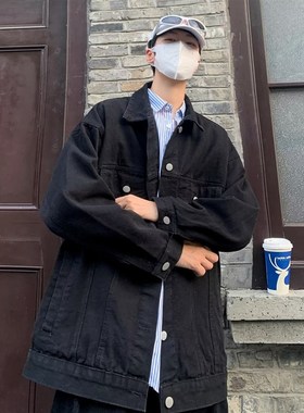 现货vesibo美式工装复古牛仔裤男春百搭高街多口袋宽松直筒阔腿裤