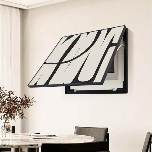 极简油画风空开弱电箱遮挡装饰画黑白灰免打孔电表箱挂画高级感