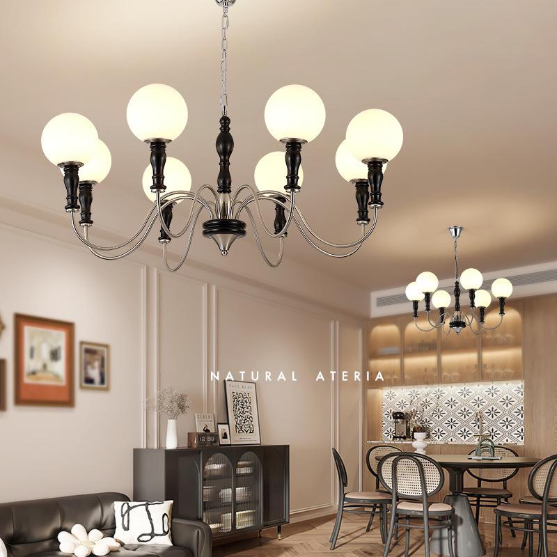 新品魔豆客厅吊灯法式中古卧室餐厅灯美式魔豆桃木色壁灯餐厅吊灯