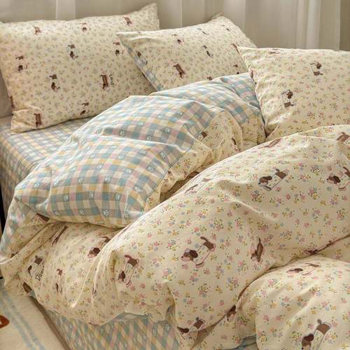 碎花全棉四件套小清新纯棉床单133*72被套三件套被罩学生宿舍床品