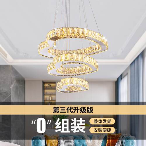 现代吊灯客厅复式楼楼梯间灯别墅loft灯具简约创意北欧长水晶吊灯