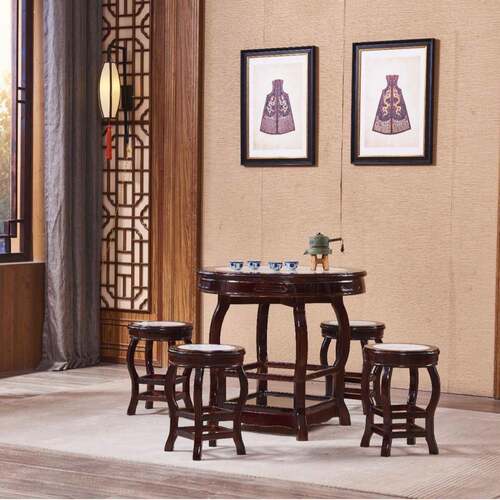 仿古大理石中式桌椅兰州拉面甜品糖水店快餐店云吞烧腊餐桌椅组合