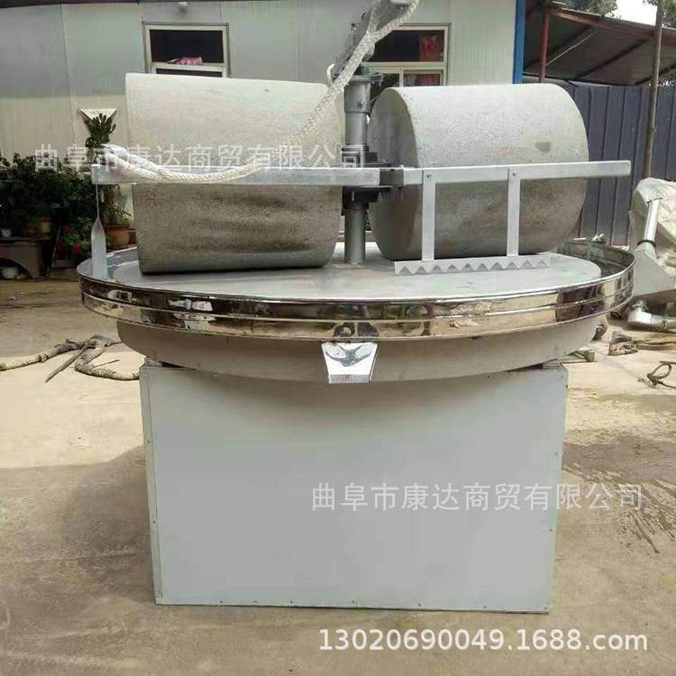 电动石碾碾谷子机器 单辊双辊碾元宵面面粉机 家用电石磨设备