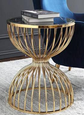 北欧轻奢大理石圆形创意边几现代简约客厅沙发边几角几阳台小茶几