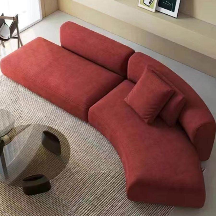 现代简约意式小户型客厅弧形布艺沙发极简设计师转角创意组合沙发