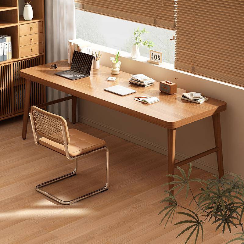 全实木电脑桌卧室家用原木风简易办公桌子现代多功能简约学习书桌