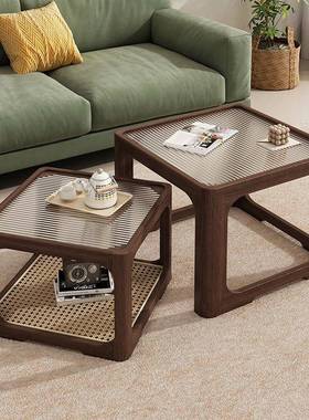 实木茶几客厅家用小户型茶几桌简约现代2024新款大小组合玻璃桌子