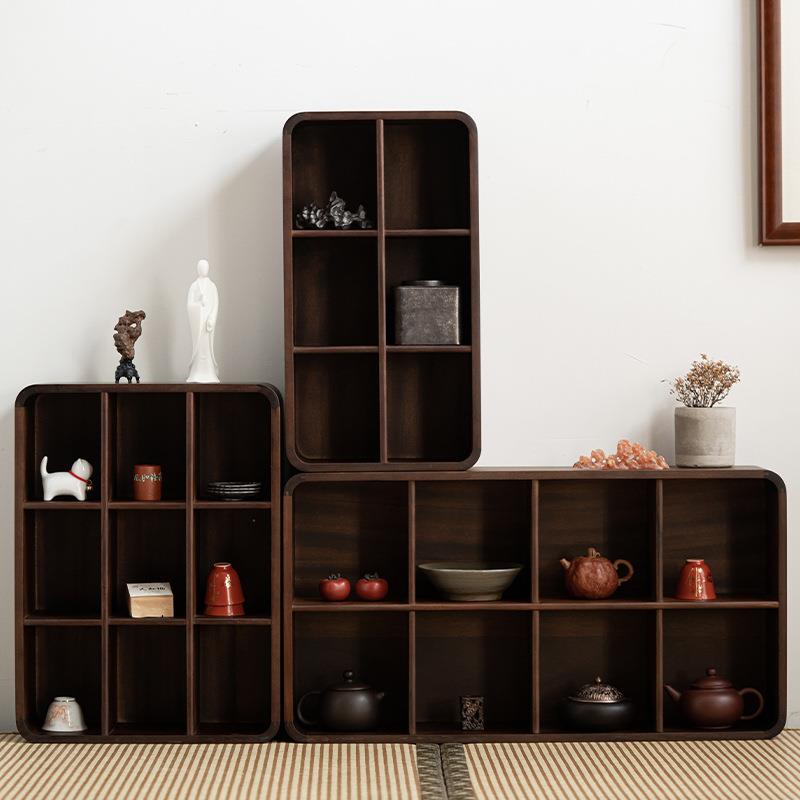 胡桃木茶具架子置物架小型桌面墙上多宝阁中式架实木收纳多宝格