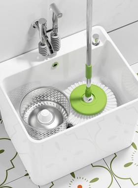 L7双驱动拖把池阳台陶瓷拖布池旋转卫生间家用水池盆一体洗地拖盆