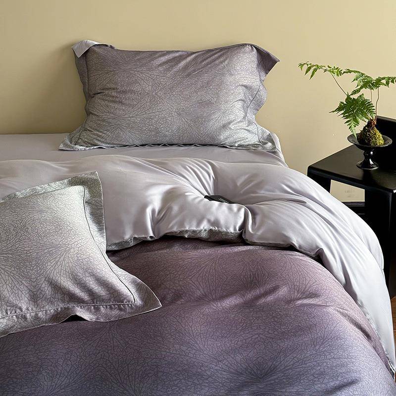 轻奢高级60S双面天丝四件套数码印花被套现代简约夏季裸睡床品