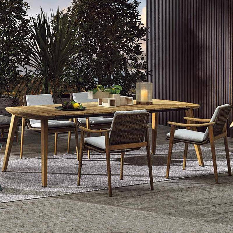 户外桌椅别墅庭院露天防水休闲防腐木简约柚木桌椅花园休闲藤编椅