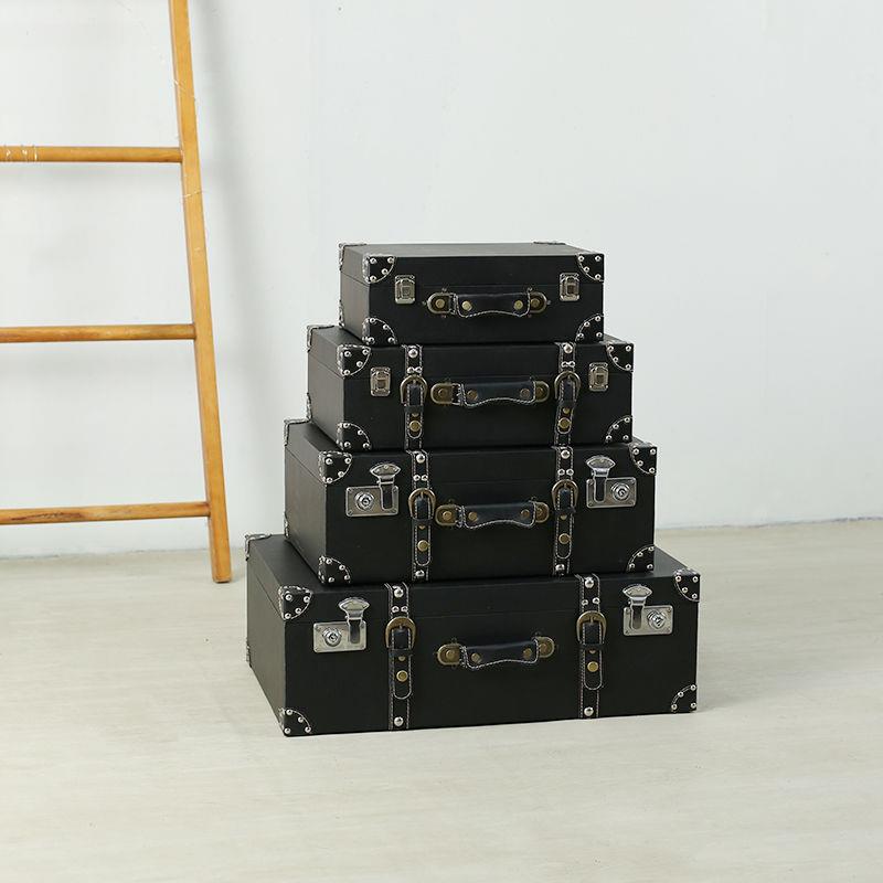 欧式复古手提箱大木箱子做旧床头仿古衣服家居老式长方形收纳盒