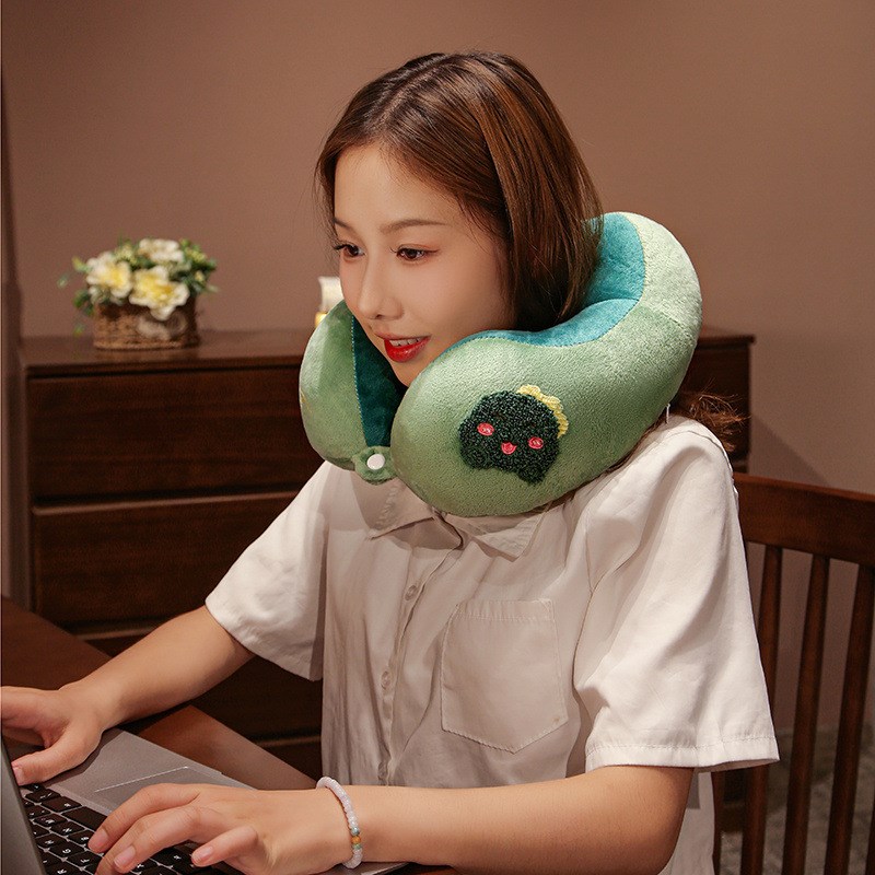 卡通驼峰u形枕毛巾绣u型枕旅行护颈枕坐车靠枕便携W神器颈椎枕头