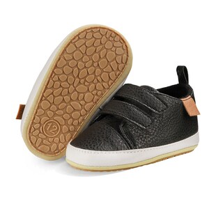 春秋0-1岁婴儿学步鞋PU魔术贴 男I女宝宝波鞋室内外皮鞋软底