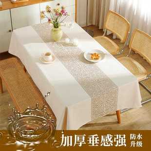 加厚仿棉麻餐桌台布家用方形耐磨防水防油桌布 中东爆款