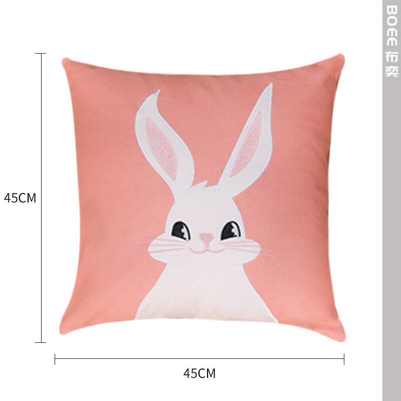 纯棉帆布动物毛h巾绣刺绣抱枕套客厅沙发靠背车上腰枕床头靠垫