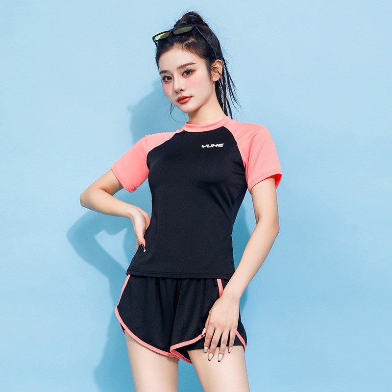 分体泳衣运动款女士速干平角裤A学生保守两件套度假游泳衣厂家直