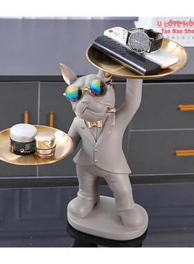 好货Wood Shelf Dog Statue Room Interior Decoration,Animal Sc