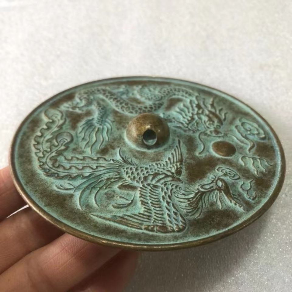 古玩古董收藏乡下老物件捡漏复古大清乾隆年龙凤呈祥铜镜特价包邮