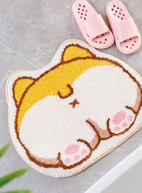 Bathroom Door Entrance Mat Cute Corgi Bath Rug Bathroom