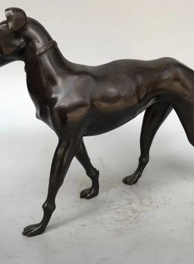 铜狗摆件纯铜哮天犬十二生肖狗旺财狗茶宠客厅办公室门口工艺摆件