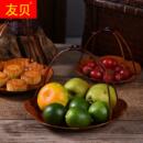 极速中式 手工编织果盘藤编圆形水果盘篮防水乾果托盘收纳竹雕竹编