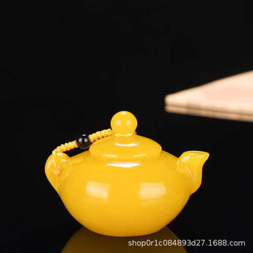 极速新疆戈壁金丝玉黄龙玉把件茶壶功夫茶茶器玉石茶壶手玩件把把