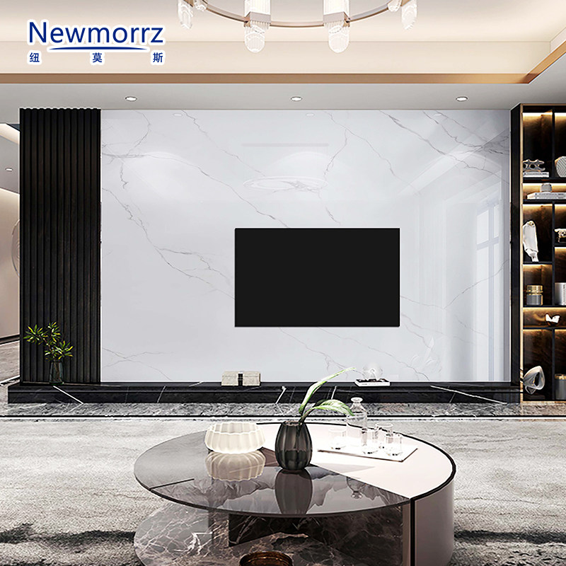 极速岩板电视背景墙客厅轻奢现代简约大板瓷砖连纹800x2600定制影