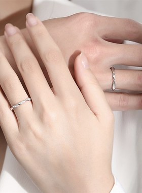 ERROR零误差坠入爱河莫比乌斯环镶锆石情侣戒指波纹设计925开口戒