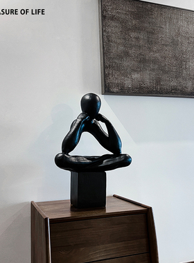 现代简约创意人像摆件样板房抽象人物雕塑玄关软装家居酒柜艺术品