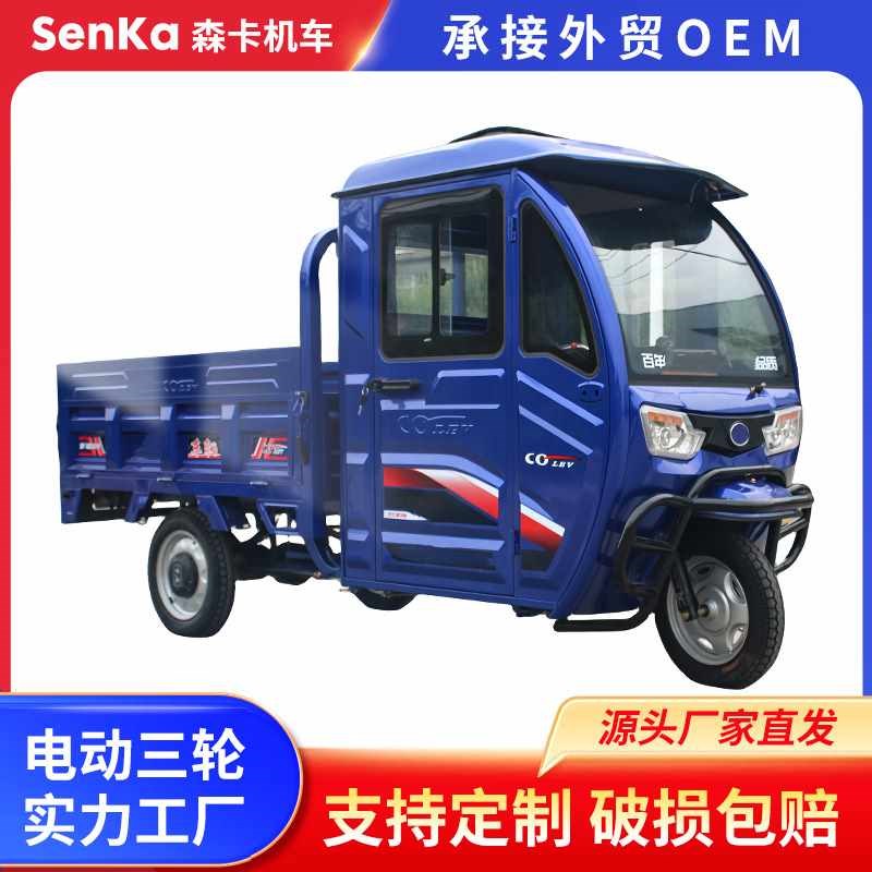 带棚电动三轮车成人n农用大功率载重拉货电瓶车半封闭出口货车