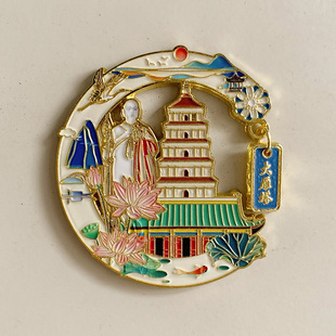 金属西安大雁塔鉴真雕塑彩绘冰箱贴磁贴中国城市旅游纪念品礼物