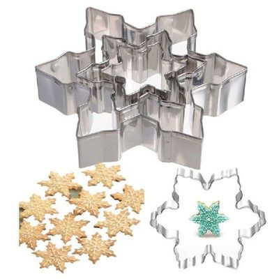 3Pcs Snowflake Cake Decorating Fondant Plunger Cutters Mold