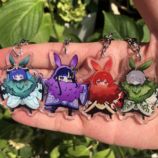 Anime Genshin Impact Keychain Abyss Mage Wanderer Beelzebul