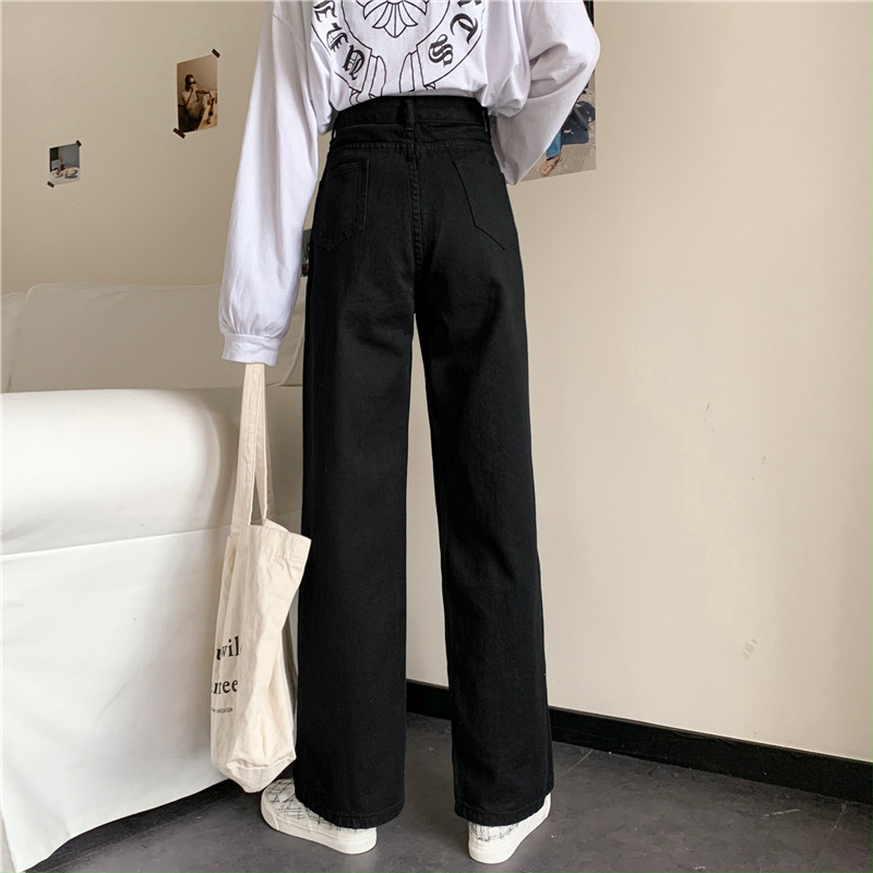Womens White Wide Leg Jeans Pant Summer High Waist All-Matc